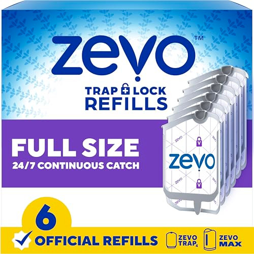 Zevo Flying Insect Trap Refill Cartridges for Fruit Flies & Gnats, 6 Count