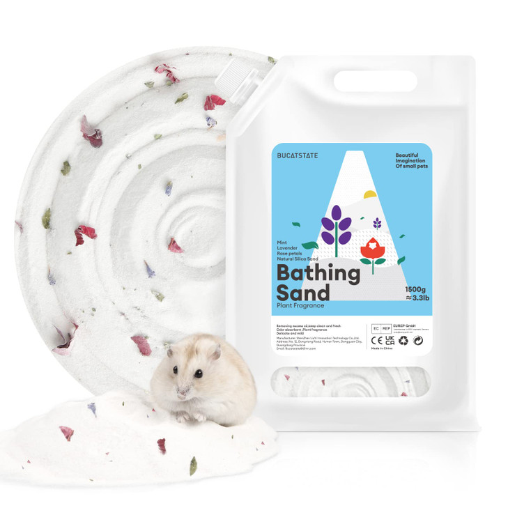 BUCATSTATE Dust-Free Hamster Bath Sand Plant Scented Bathing Sand for Dwarf Syrian Hamster and Other Small Animals