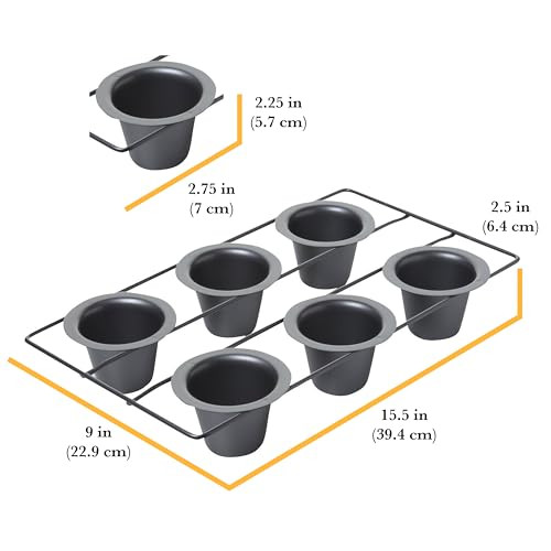Chicago Metallic 6-Cup Popover Pan, Heavyweight Aluminized Steel with Nonstick Coating, Ideal for Yorkshire Pudding,