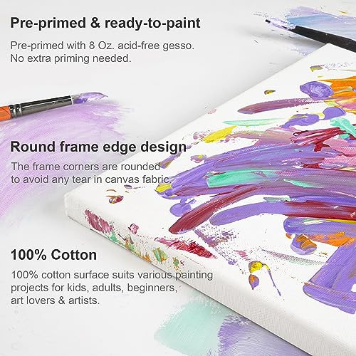 PHOENIX Stretched Canvas for Painting 8x8 Inch/7 Value Pack, 8 Oz Triple Primed 5/8 Inch Profile 100% Cotton White