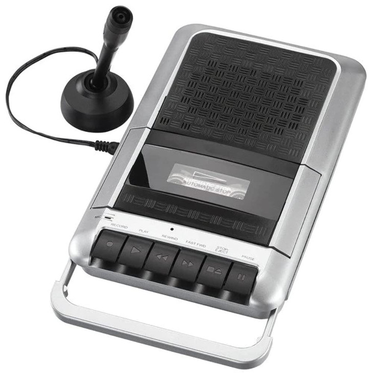 PROSCAN Cassette Player & Recorder with Microphone, Headphone Jack, Aux in, Black