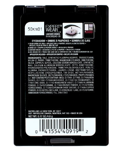 Maybelline New York Expert Wear Eyeshadow Quads, Lavender Smokes, 0.17 oz.