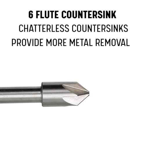 Drill America 1/2"-100 High Speed Steel 6 Flute Chatterless Countersink, Dew Series