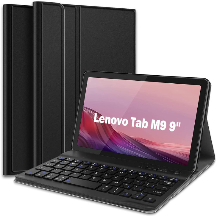 Nanhent Keyboard Case for Lenovo Tab M9 2023 Release 9.0" Tablet (TB-310FU/TB-310XU), Slim PU Stand Cover with