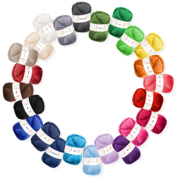 Acrylic Yarn Skeins 24 x 50g - 2400 Yards - Yarn for Crocheting - Soft Crochet Yarn for Knitting and Crafts -