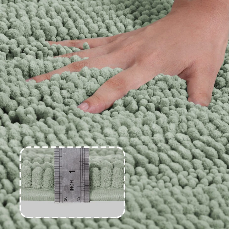 Turquoize Sage Green Bathroom Rugs Runner Extra Long 47 x 17 Large Bath Mat Plush Shaggy Chenille Bathroom Rug
