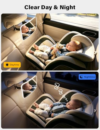 Baby Car Mirror for Rear-Facing Car Seat with Light, USB Powered Hook Clip