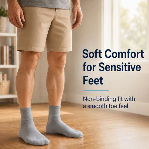 Doctor's Choice Diabetic Ankle Socks for Men, Large (Size 10-13), 4 Pairs