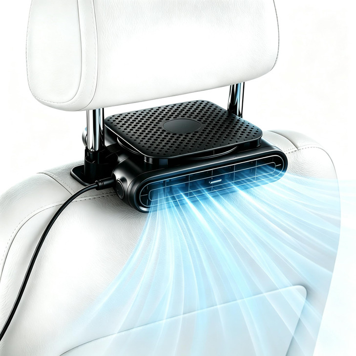ElfTrip Car Seat Fan with Dual Air Outlets, Corded USB Car Fans for Kids for Driver Passenger, Stronger 3 Speeds,
