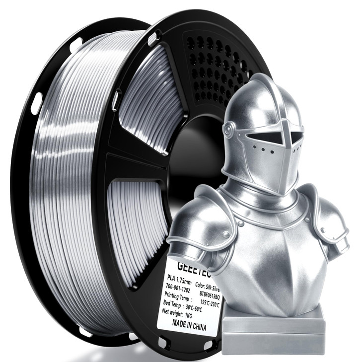 Geeetech Silk PLA Filament 1.75mm for 3D Printer, Metal-Like Shiny 3D Filament 1kg (2.2lbs) 1 Spool, Dimensional