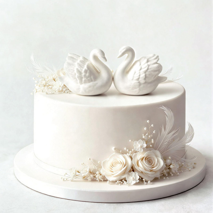 Hoteam 2 Pcs Swan Cake Topper Couple Ceramic Wedding Cake Decor