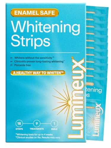 Lumineux Teeth Whitening Strips, Peroxide Free, 9 Treatments (1 Month)