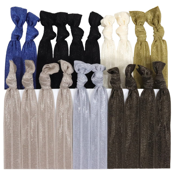 Kenz Laurenz Neutral Tones Hair Ties No Crease Ponytail Holders (Available in Lots of Pack Quantities) - Ouchless Elastic Styling Accessories Ribbon