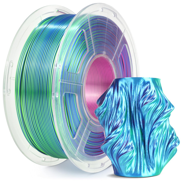 SUNLU Silk Triple Color Pla Filament, Silk PLA 3D Printer Filament 1.75mm, Shiny Silk Texture, Dimensional Accuracy