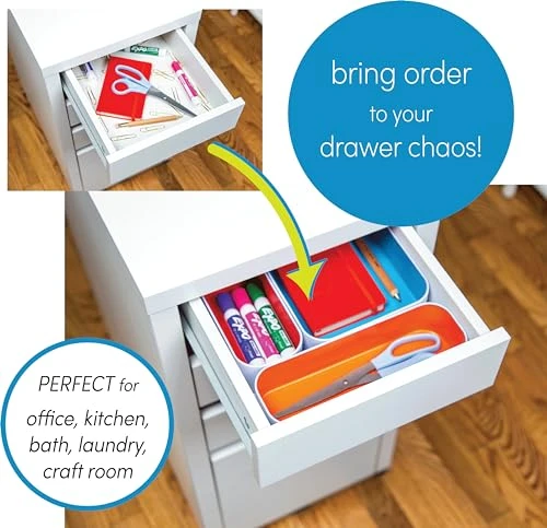 Three by Three Seattle Metal Drawer Organizer Tray Set, 3-Pc, 1" Deep