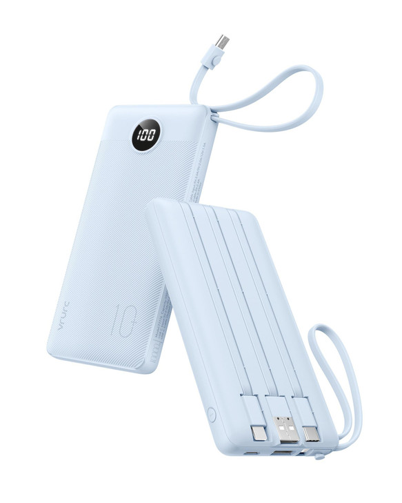 VRURC Portable Charger Power Bank, Built-in 4 Cables & 2 Ports 10000mAh