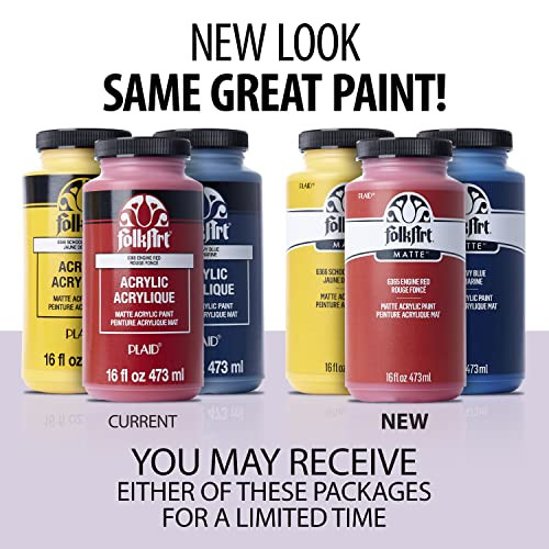 FolkArt Matte Acrylic Paint in Assorted Colors, 16 oz, Linen 16 Fl Oz