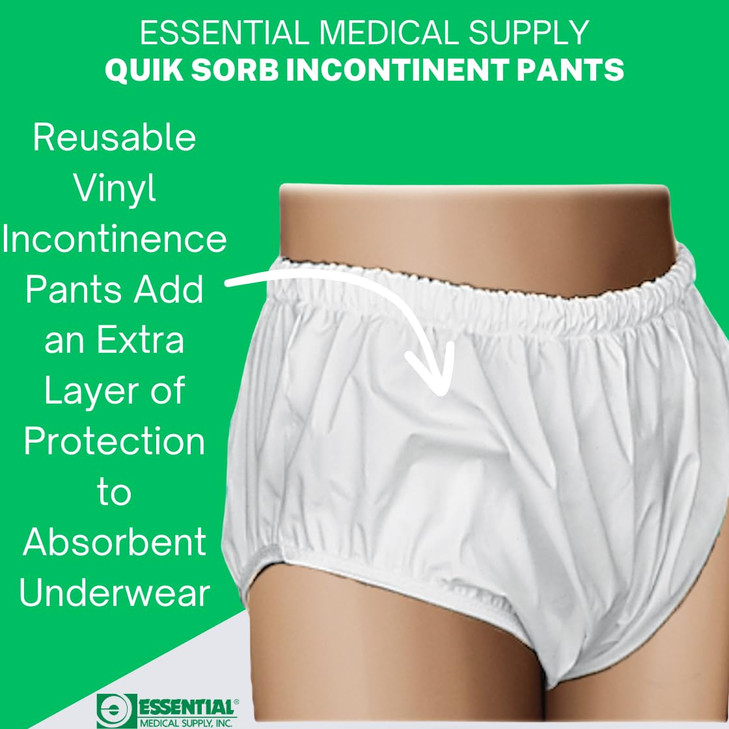 Essential Medical Supply Quik-Sorb Pull On Reusable Vinyl Incontinent Pants - Large Size from 38in to 44in, Durable and Comfortable Vinyl Incontinenc