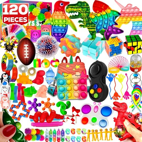 120 Pcs Fidget Toys Pack, Pop Sensory Party Favors Set Gifts for Kids Adults Boy Girl Stocking Stuffers Autistic Bulk