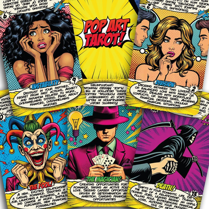 Pop Art Tarot Deck  78 Tarot Cards with Meanings on Them  Magnetic Gift Box  400 GSM Thick Cardstock  Easy Shuffle