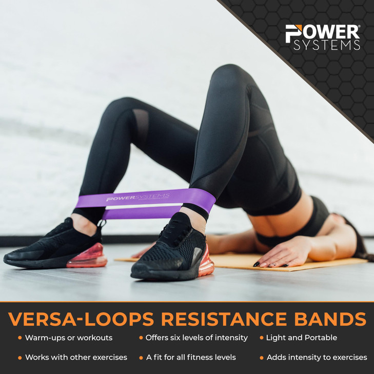 Power Systems Versa Loops Commercial Grade Resistance Bands, Exercise Loop Bands Kit for Working Out, Elastic Bands