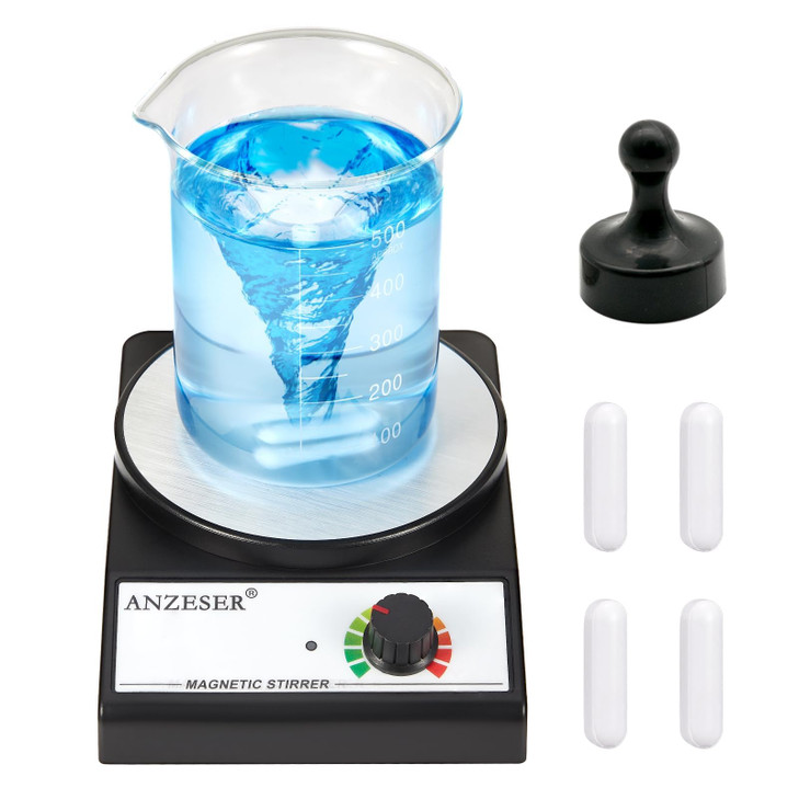 ANZESER Magnetic Stirrer with 4PCS Stir Bars Set Stir Plate with Stir Bar Retriever (w/o Heating) 3000mL Magnetic