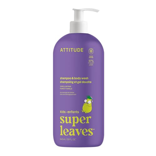 ATTITUDE Shampoo and Body Wash for Kids, EWG Verified Hair and Body Cleanser, Dermatologically Tested Soap, Plant and