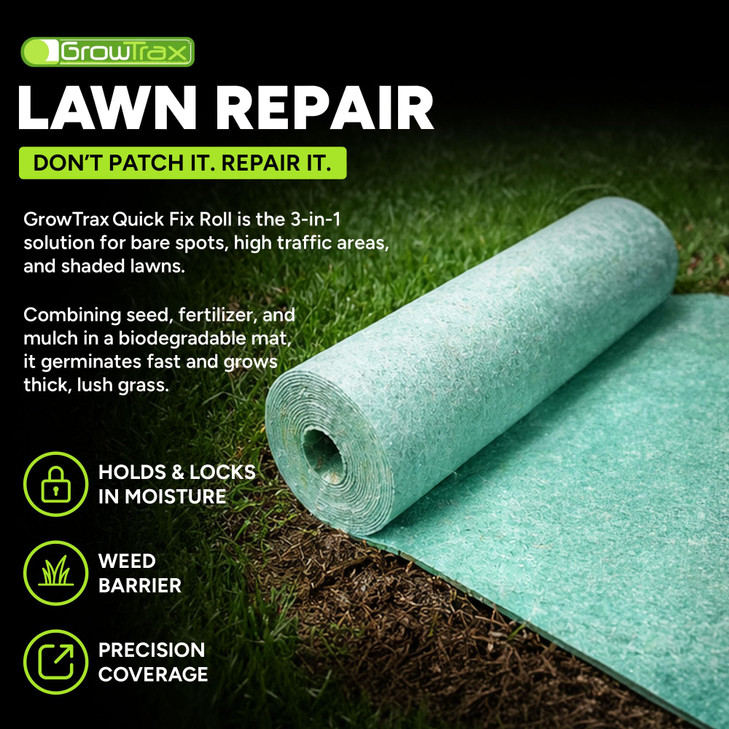 Growtrax Biodegradable Grass Seed Mat - 50 Sq Ft Year Round Green