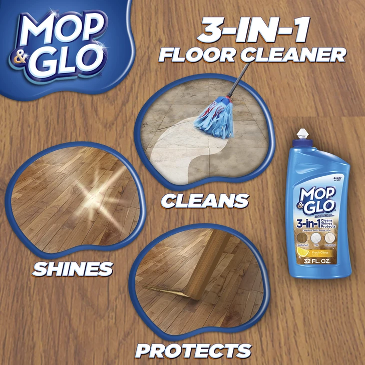 Mop & Glo Professional Multi-Surface Floor Cleaner, Triple Action Shine Cleaner, Fresh Citrus Scent, 64 Oz