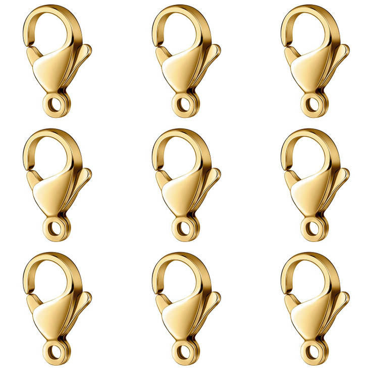 100PCS Lobster Claw Clasps 12mm Stainless Steel Clasps for Jewelry Making