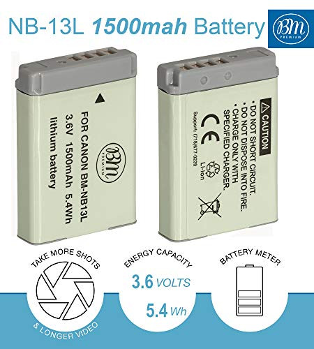 BM Premium NB-13L Battery for Canon G7 X Mark II, G7 X III, SX740 HS