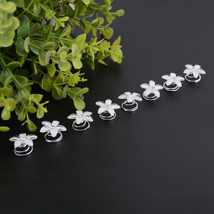 Yantu 10 Pcs Flower Hair Pins for Women Girls Crystal Hair Spirals Pins Twister Coil Clip Accessories