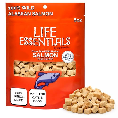 Life Essentials by Cat-Man-Doo | Freeze Dried Salmon Treats | 5oz Bag