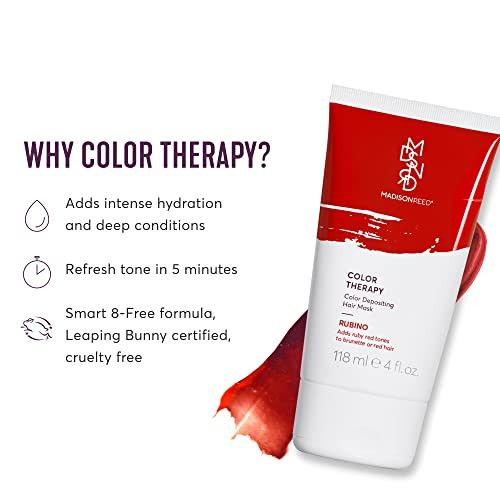 Madison Reed Color Therapy  Rubino Red | SmartDye Color Depositing Hair Mask, Adds Ruby Red Tones to Brunette & Red