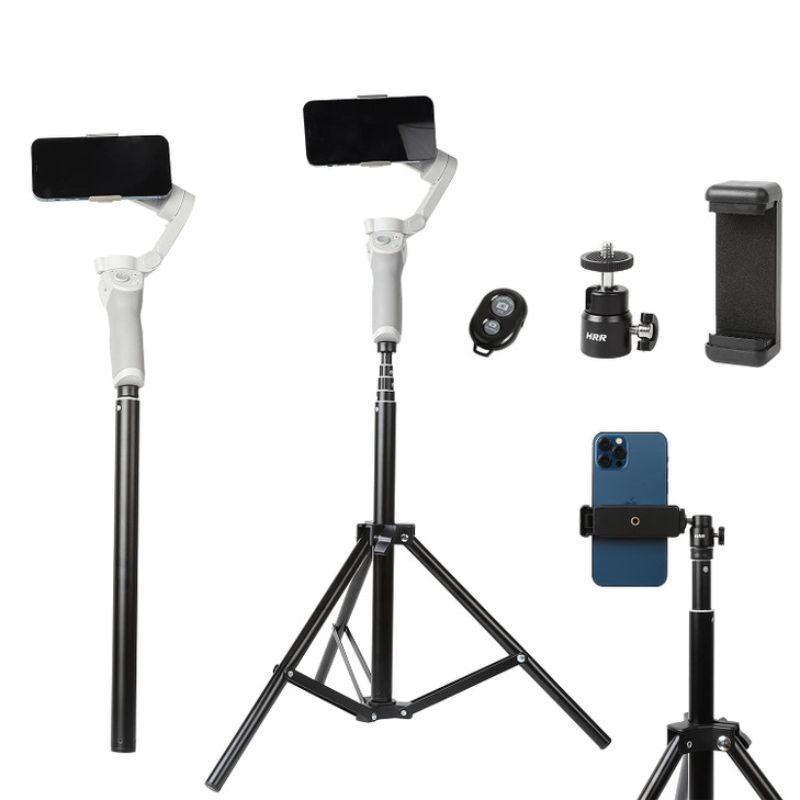 PellKing 2in1 Tripod Extension Rod 59in Adjustable Selfie Stick with Phone Clip for DJI OM4 SE 5/Osmo Mobile 6 3