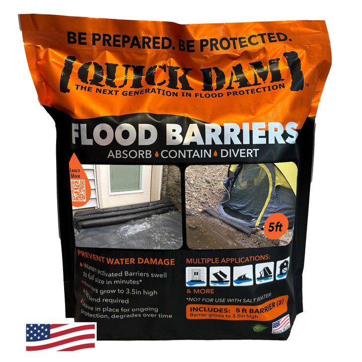 Quick Dam Water Activated 5ft Flood Barrier, Pack of 2