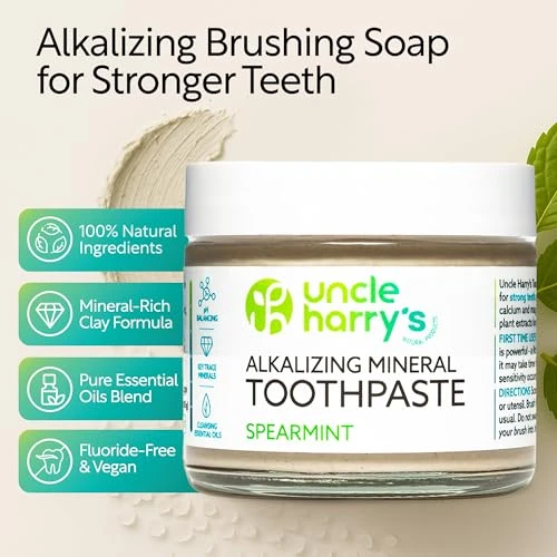 Uncle Harry's Spearmint Remineralizing Toothpaste | Natural Whitening Tooth Paste Freshens Breath & Promotes Enamel |