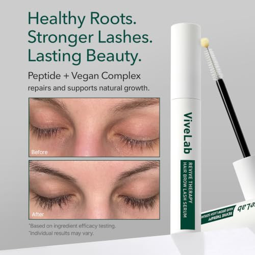 ViveLab Lash Enhancing Serum - Multi-Peptide & Biotin Infused Formula for Longer, Thicker, Fuller Looking Lashes &