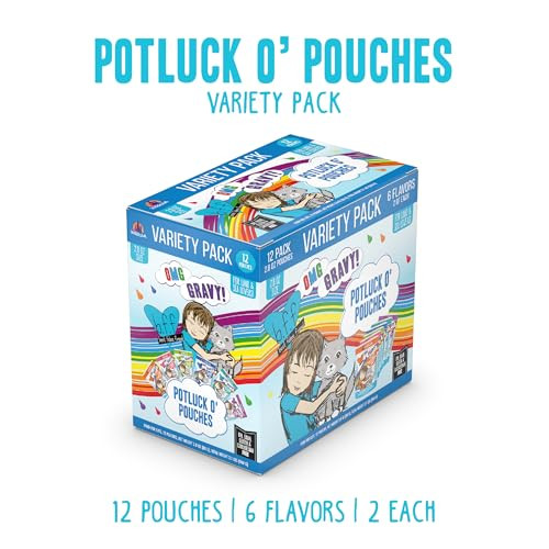 Weruva B.F.F. OMG - Best Feline Friend Oh My Gravy!, Variety Pack, Potluck O' Pouches, Wet Cat Food, 2.8Oz Pouches