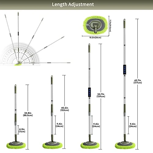 66'' Wall Mop with Long Handle,Ceiling Dust Mop with 15  Labor-Saving Elbow