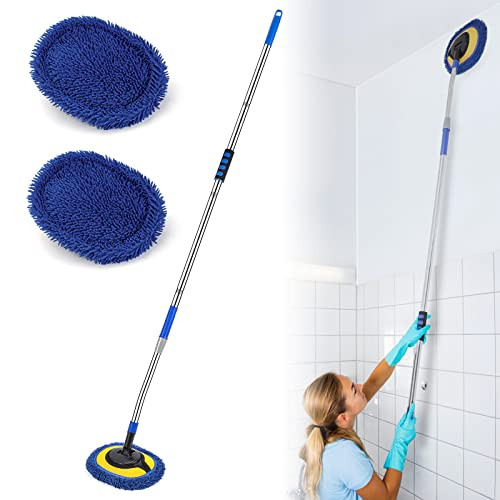 Wall Cleaner, Max 66'' Wall Mop with Long Handle, Ceiling Dust Mop with 15  Labor-Saving Elbow Extension Pole,