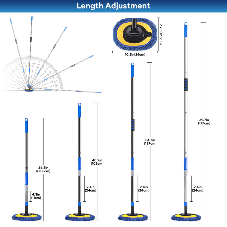 Wall Cleaner, Max 66'' Wall Mop with Long Handle, Ceiling Dust Mop with 15  Labor-Saving Elbow Extension Pole,