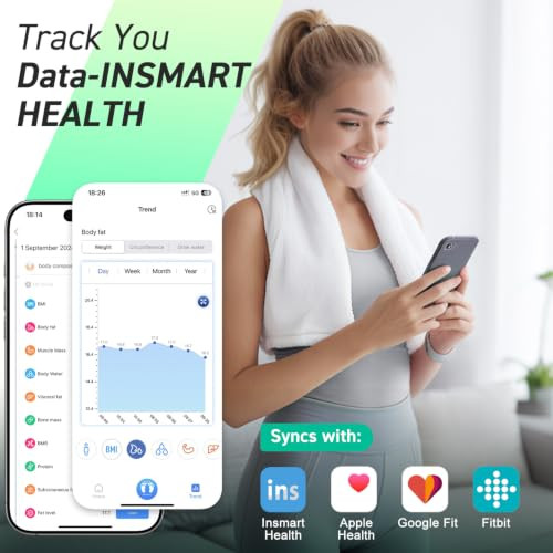 INSMART Smart Scale for Body Weight, Body Fat, BMI, 16 Metrics