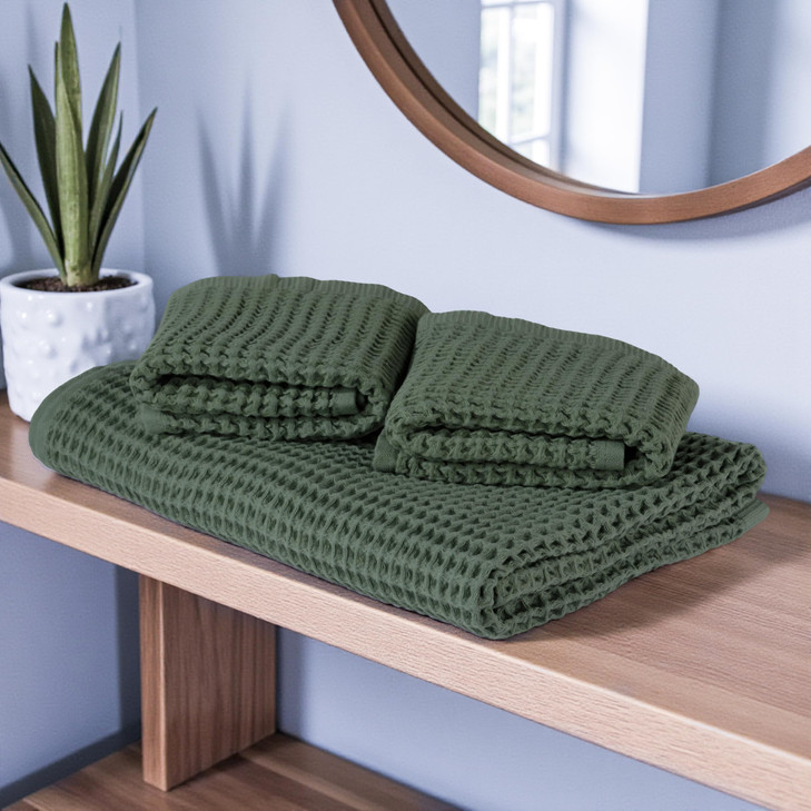 DEMMEX Organic Cotton Waffle Weave Turkish Bath Towel - Ultra Soft Lightweight Quick Dry, Oeko-Tex Certified, 100%