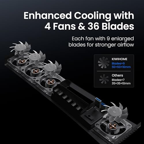 KIWIHOME Cooling Fan for PS5 Pro, 4-Fan 36-Blade with Auto Speed USB3.0