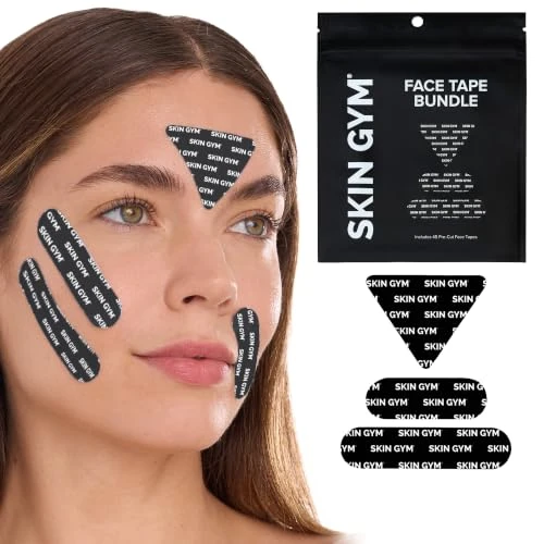 Skin Gym Face Tape Wrinkle Patch Bundle, 45 Assorted Pre-Cut Strips for Overnight Anti-Wrinkle | Smoothing Wrinkle