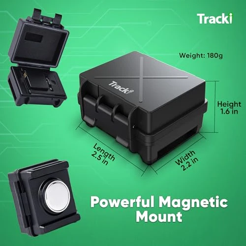 Tracki Waterproof Magnetic Box & Battery Extender  for Tracki Universal GPS Tracker Only  3500mAh IP67 Vehicle Case,