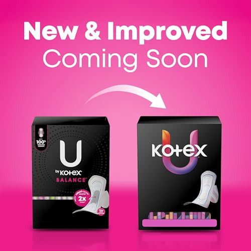 U by Kotex Balance Pads with Wings, Ultra Thin, Overnight, Extra Heavy Absorbency, 30 Count (Packaging May Vary)