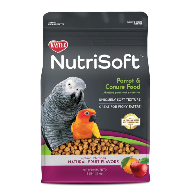 Kaytee Nutri Soft Pet Parrot & Conure Bird Food, 3 Pound
