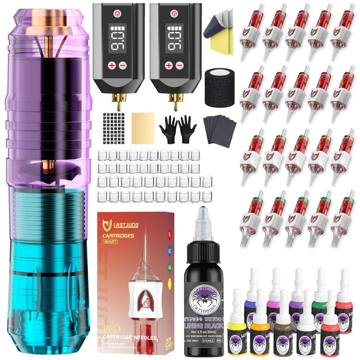 Tattoo Pen Kit Wireless with 2Pcs 1500mAh Batteries